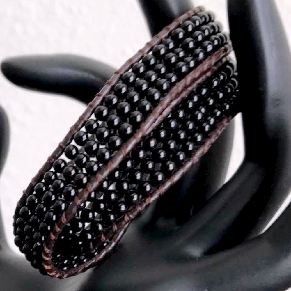 Lulu Dharma Black Bead Wrap Bracelet